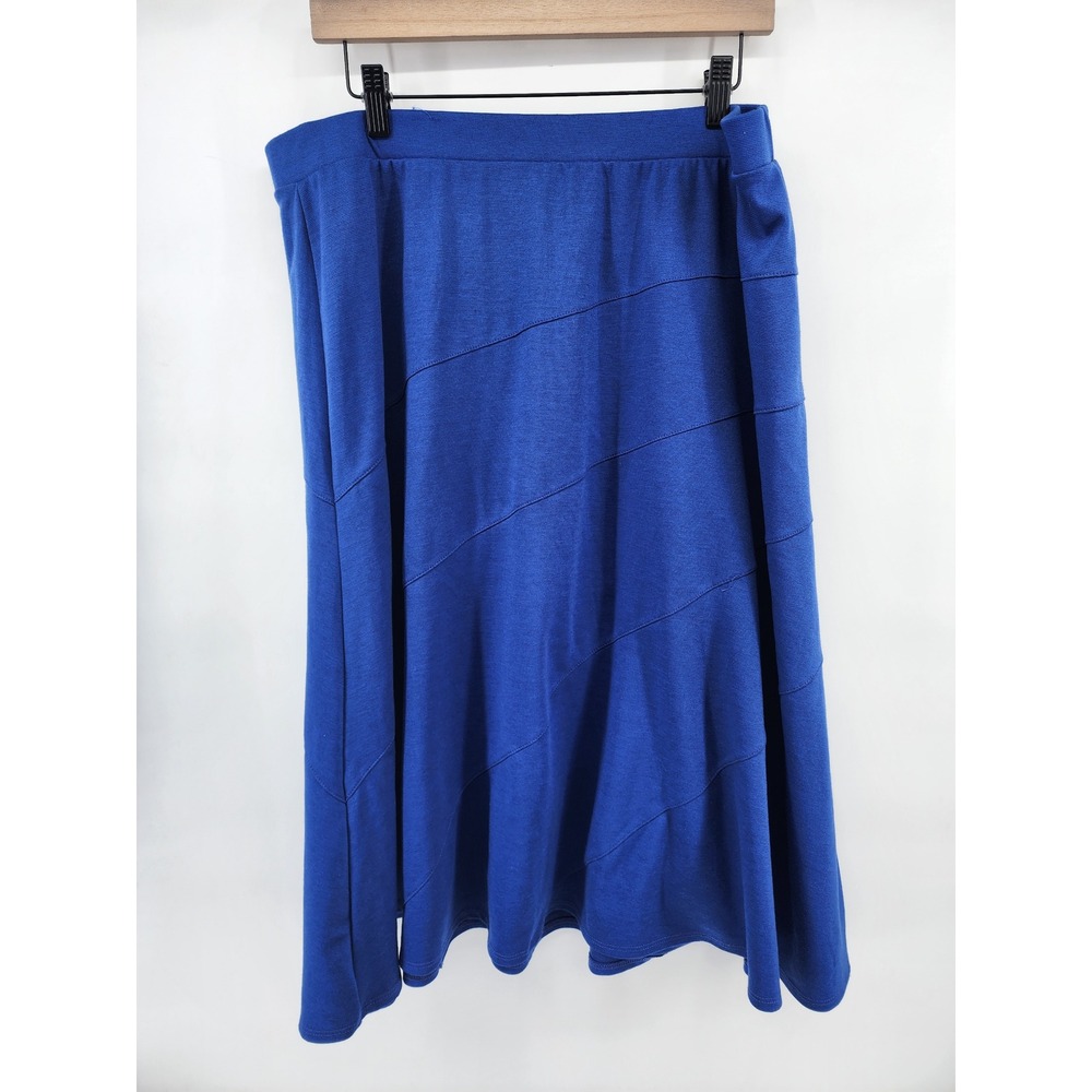 Cj Banks Womens 1X‎ Royal Blue Diagonal Seam Knit A-Line Skirt